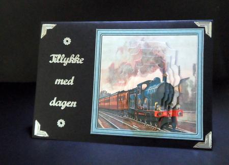 Vintage Train Card with Stackers by Ulla Skraedderdal