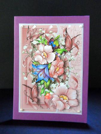 Floral Spray and Butterfly Card with Decoupage by Ulla Skraedderdal