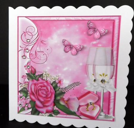Beautiful Pink Rose with Champagne Glass's 8x8 by Ulla Skraedderdal