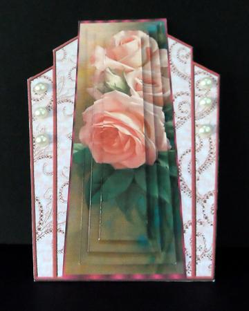 Art Deco Frame with Pink Roses Pyramids by Ulla Skraedderdal