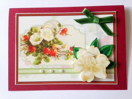 White Gardenia Card with Decoupage by Ulla Skraedderdal