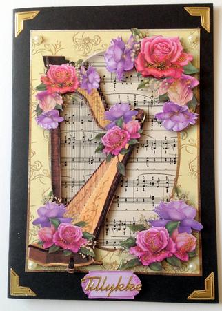Gorgeous Harp with Sheet Music & Belle Roses by Ulla Skraedderdal