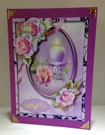 Beautiful Lilac Candle and Blush Roses  by Ulla Skraedderdal
