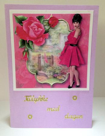 Ladies Day with Deep Pink Roses 8x8 Quick Topper by Ulla Skraedderdal