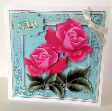 Beautiful Pink Roses 8x8 Quick Topper by Ulla Skraedderdal