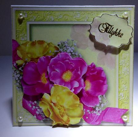 Pink & Yellow Spring Bouquet 8x8 Quick Topper by Ulla Skraedderdal