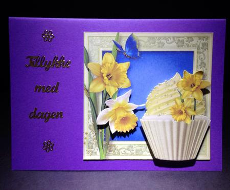 Spring Daffodils Cupcake 8x8 Quick Topper by Ulla Skraedderdal