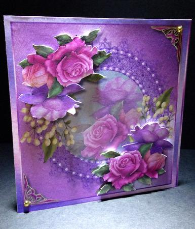 Beautiful Lilac Roses in a Pearl Frame by Ulla Skraedderdal