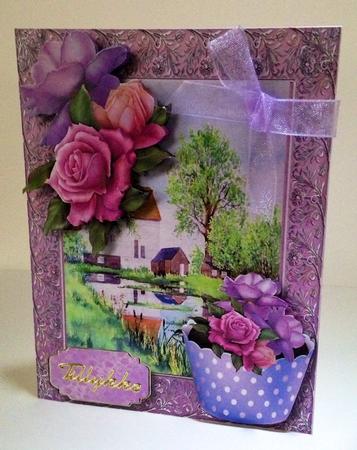Beautiful Lilac Roses and Cupcake  by Ulla Skraedderdal
