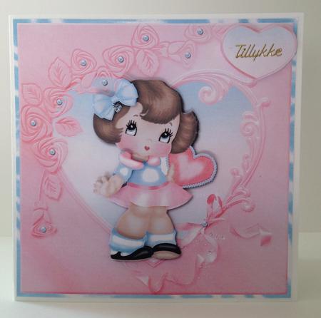 Hearts Girl Large Card Front by Ulla Skraedderdal