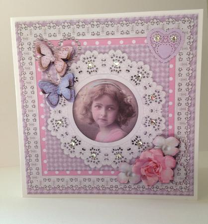 Vintage Girl in Broderie Frame by Ulla Skraedderdal