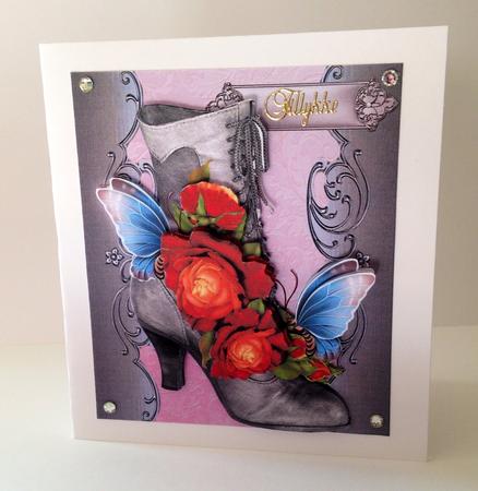 Mother's Day Floral Boot 2 Fronted Card Mini Kit by Ulla Skraedderdal