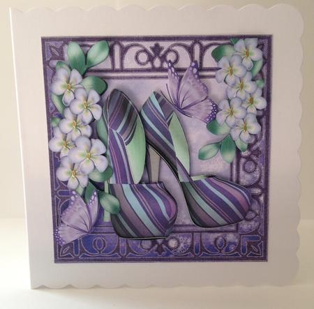 Pretty Purple Stripe Shoes with Flowers 8x8 Mini Kit by Ulla Skraedderdal