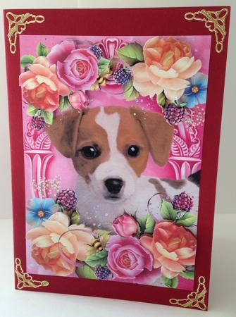 Jack Russel in Summer Flowers A4 by Ulla Skraedderdal