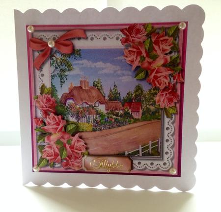 Beautiful Swann Cottage and Pink Roses  by Ulla Skraedderdal