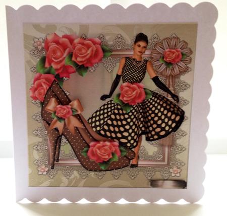 Pretty Shoes in Lace Frame with Roses by Ulla Skraedderdal
