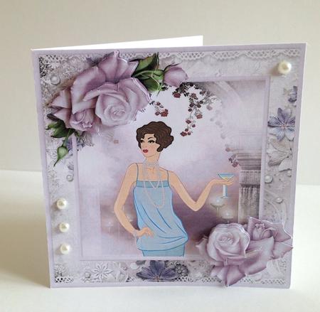 Evening Entertainment Card with Decoupage by Ulla Skraedderdal