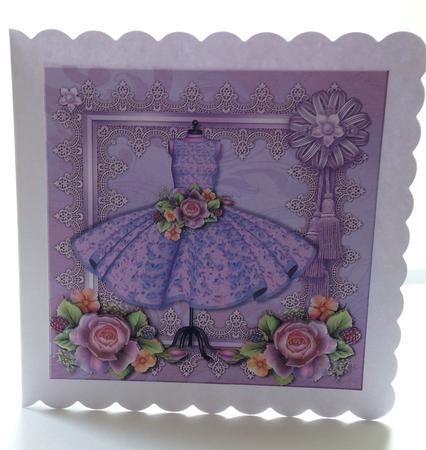 Pretty Dress in Lace Frame& English Roses by Ulla Skraedderdal