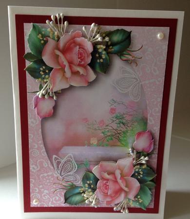 Lace Butterflies & Pale Pink Roses by Ulla Skraedderdal