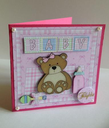 Cute Bear New Baby Girl by Ulla Skraedderdal