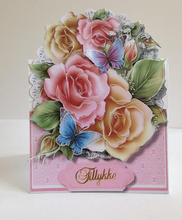 Over the Edge Beautiful Pink Roses and Butterfly's by Ulla Skraedderdal