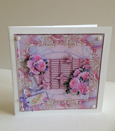 Bird Cage and Roses Card Front by Ulla Skraedderdal