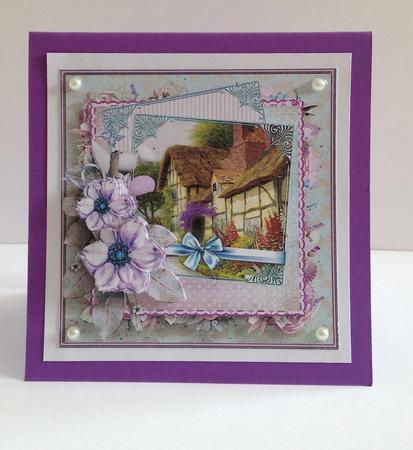 New Cottage Home Card with Decoupage by Ulla Skraedderdal