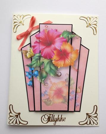 Hibiscus in Pink & Peach Art Deco Stacker Topper by Ulla Skraedderdal