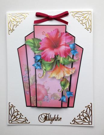 Hibiscus in Pink Art Deco Stacker by Ulla Skraedderdal