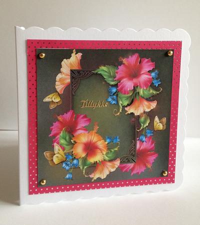 Hibiscus & Butterflies 8x8 Quick Topper by Ulla Skraedderdal