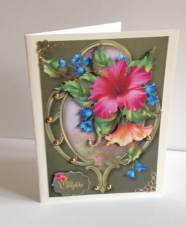 Gorgeous Pink Hibiscus on Golden Frame by Ulla Skraedderdal