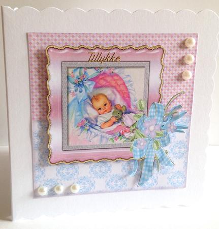 Card Topper New Baby Girl Adorable -  by Ulla Skraedderdal