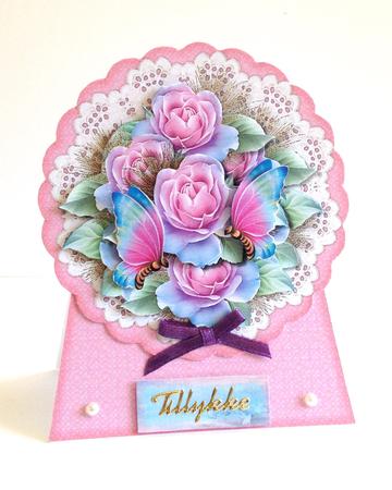 Mini Kit Round Topper Frosted Roses Standalone Card by Ulla Skraedderdal