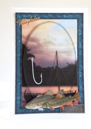 Male Card Gone Fishing by Ulla Skraedderdal