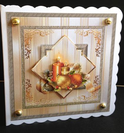 Christmas Candles 7x7 Card with Decoupage by Ulla Skraedderdal
