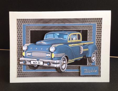Blue Retro Truck A5 Landscape by Ulla Skraedderdal