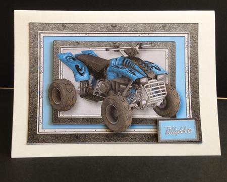 Blue Quad Bike A5 Landscape by Ulla Skraedderdal