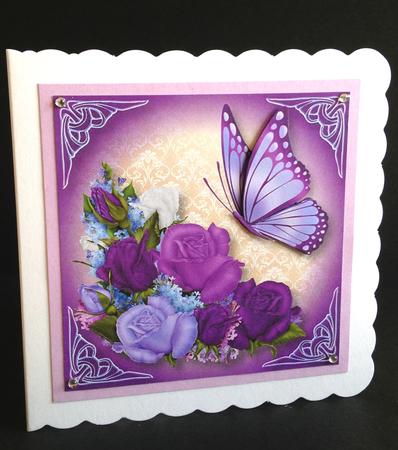 Heirloom Roses & Butterfly 8x8 Quick Topper by Ulla Skraedderdal