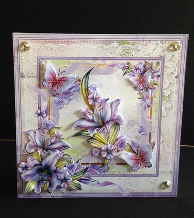 Lily and Butterfly Card Mini Kit and Decoupage by Ulla Skraedderdal