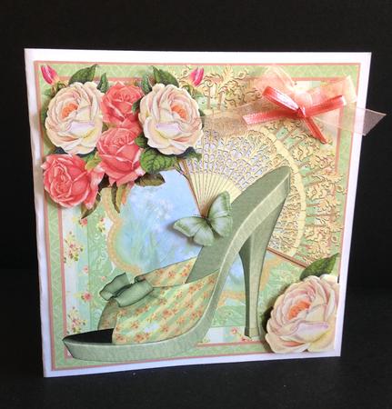 The Green Rose Shoes Topper 8x8 by Ulla Skraedderdal