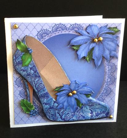 The Blue Poinsettia Christmas Shoe by Ulla Skraedderdal