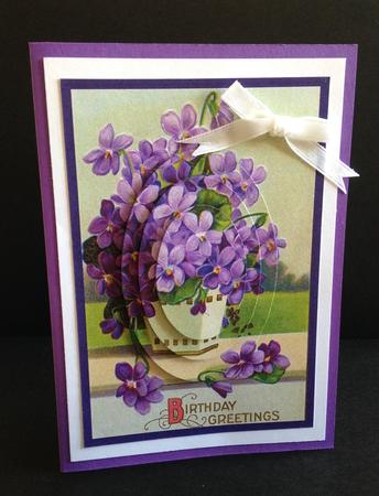 Vintage Purple Flowers Oval Pyramid by Ulla Skraedderdal