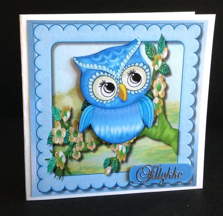 Lovely Cute Blue Owl in a Tree  by Ulla Skraedderdal