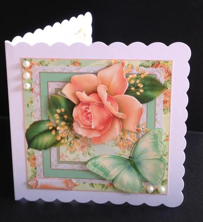 Beautiful Peach Roses Card Front Kit by Ulla Skraedderdal