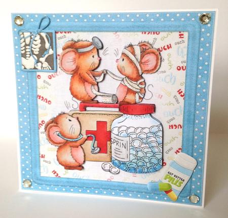 8x8 Ouches Get Well Mice Mini Kit by Ulla Skraedderdal