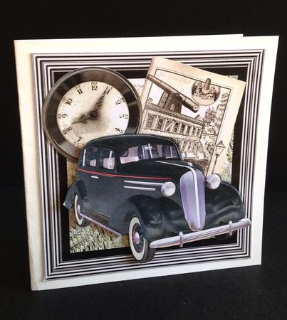 1936 Black Sedan Vintage Car with Steampunk 8x8 by Ulla Skraedderdal