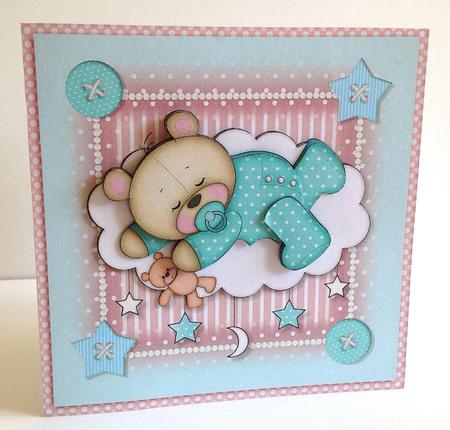 Baby Boy Sleeping Teddy Mini Kit by Ulla Skraedderdal