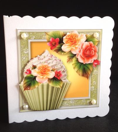 Peach Begonias Cupcake 8x8 Quick Topper by Ulla Skraedderdal