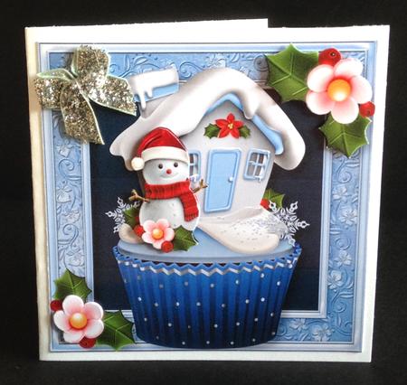 Christmas Cupcake - Snowman 8x8 Quick Topper by Ulla Skraedderdal