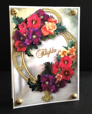 Summer Bouquet on Golden Frame by Ulla Skraedderdal